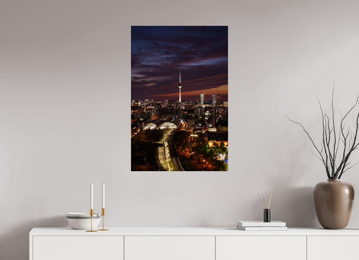 60 x 90 cm, Hahnemühle FineArt Pearl Berlin TV Tower - Between Night and Fire
