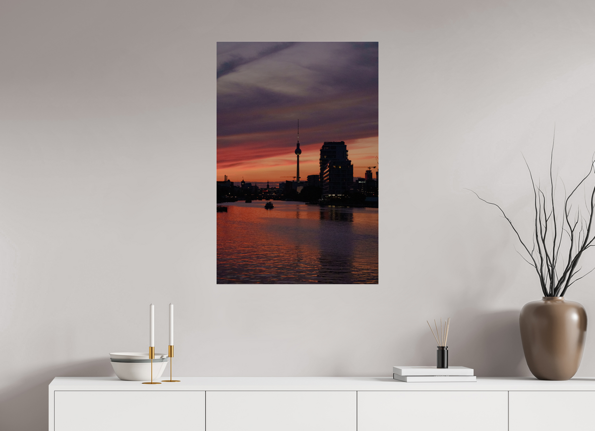 60 x 90 cm, Photo Print Under Acrylic Glass Berlin TV Tower - Embers on the Spree