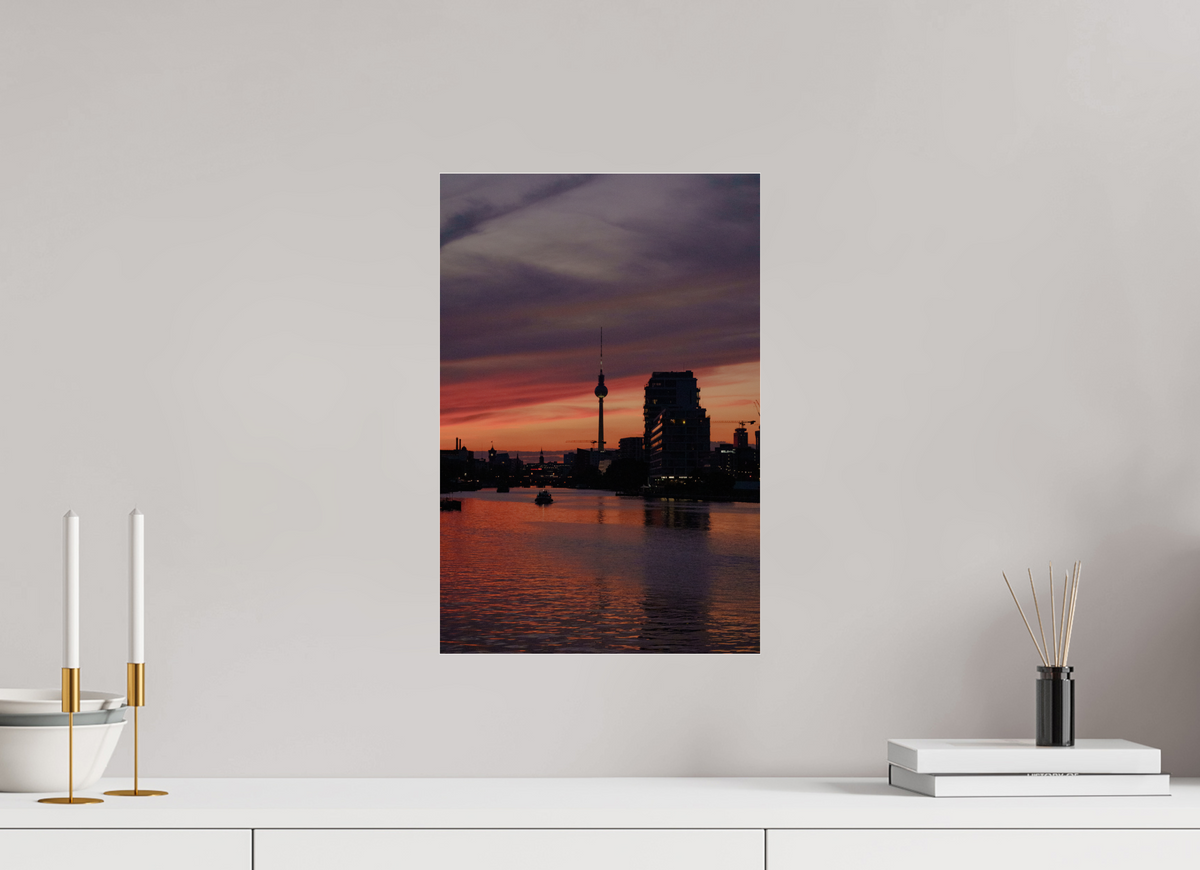 30 x 45 cm, Photo Print Under Acrylic Glass Berlin TV Tower - Embers on the Spree