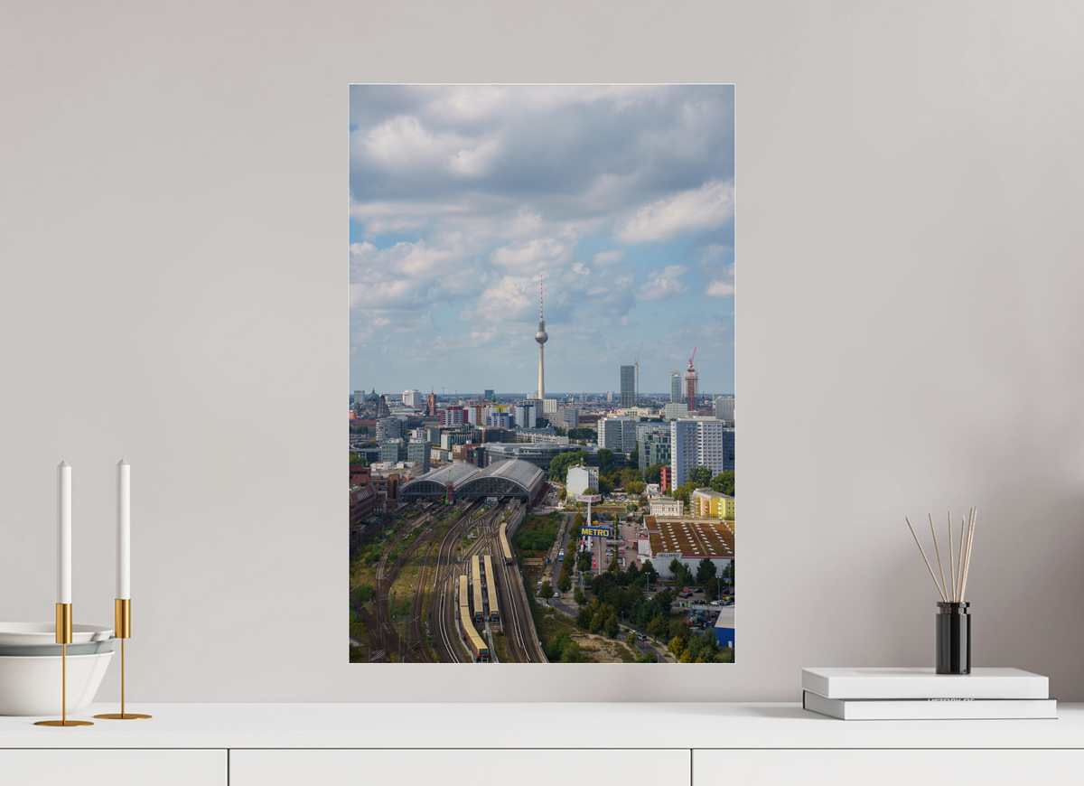 40 x 60 cm, Photo Print Under Acrylic Glass Berlin TV Tower - Beneath the Clouds